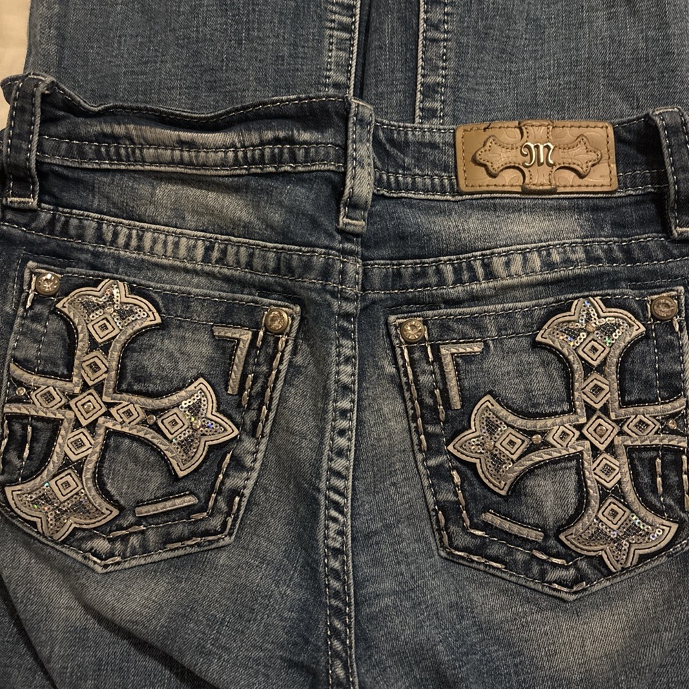 Miss Me Blue Boot Cut Jeans with Signature Stitching